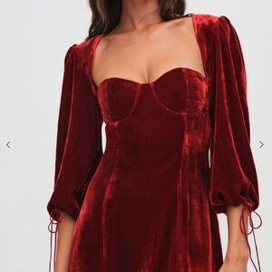 For Love And Lemons Red Velvet Chemise